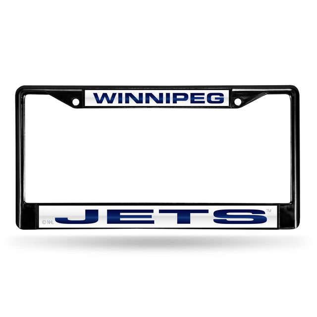 Marco para matrícula de 12 x 6 con cromo láser negro de Winnipeg Jets