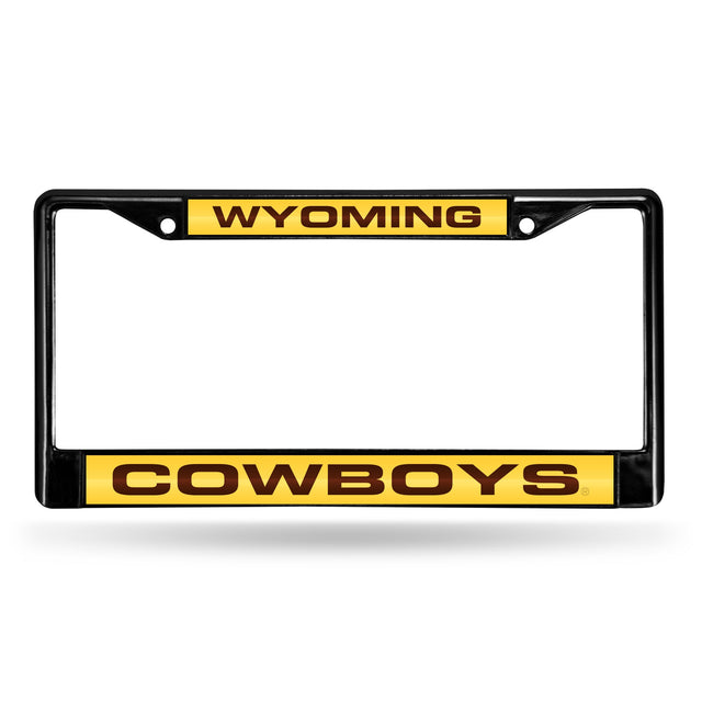 Marco para matrícula de 12 x 6 con cromo láser negro de los Wyoming Cowboys