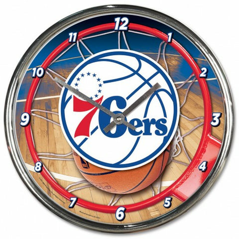 ~Philadelphia 76ers Clock Round Wall Style Chrome~ backorder