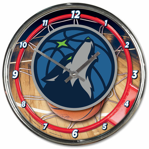 ~Minnesota Timberwolves Clock Round Wall Style Chrome~ backorder