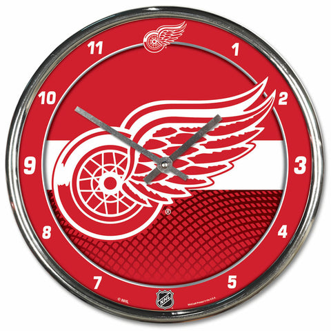 Detroit Red Wings Round Chrome Wall Clock