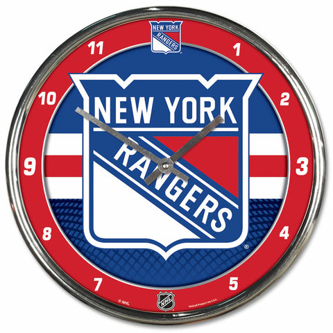 ~New York Rangers Clock Round Wall Style Chrome~ backorder