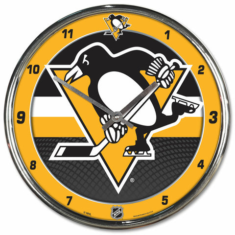 ~Pittsburgh Penguins Round Chrome Wall Clock~ backorder