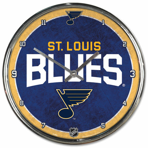 ~St. Louis Blues Clock Round Wall Style Chrome~ backorder