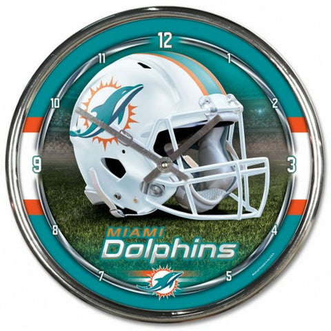 Miami Dolphins Round Chrome Wall Clock
