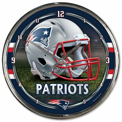 ~New England Patriots Round Chrome Wall Clock~ backorder