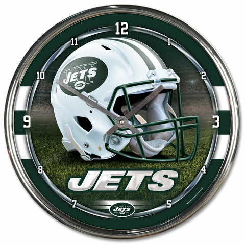 ~New York Jets Round Chrome Wall Clock~ backorder
