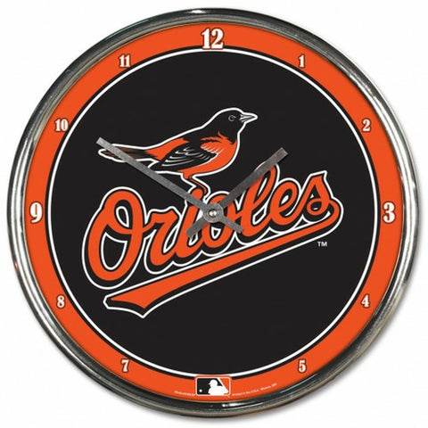 Baltimore Orioles Clock Round Wall Style Chrome