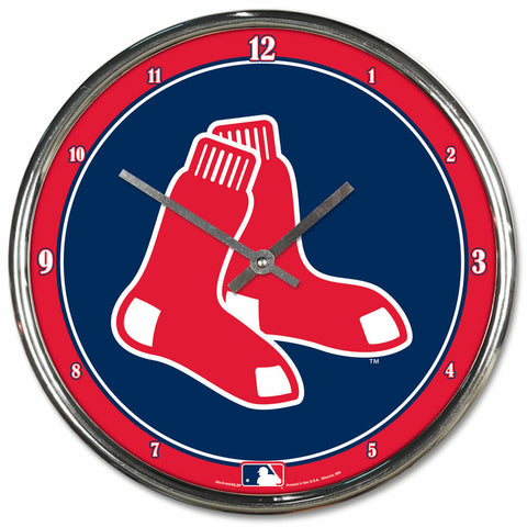 ~Boston Red Sox Round Chrome Wall Clock~ backorder