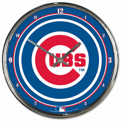 Chicago Cubs Round Chrome Wall Clock