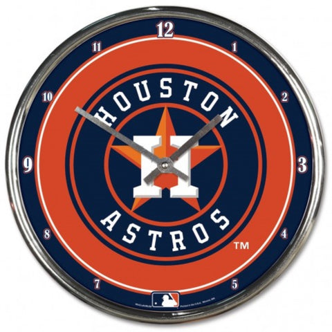 Houston Astros Clock Round Wall Style Chrome