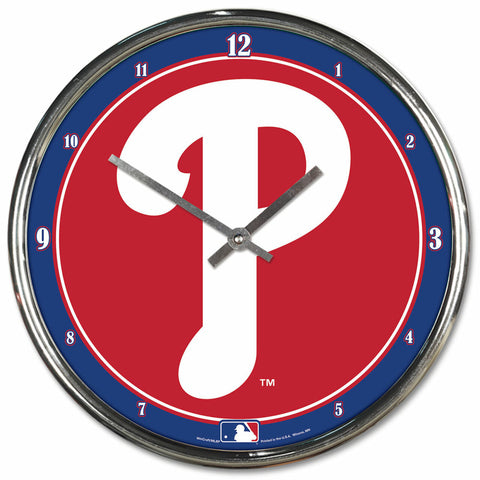 Philadelphia Phillies Clock Round Wall Style Chrome