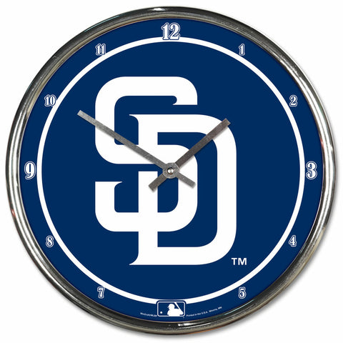 ~San Diego Padres Clock Round Wall Style Chrome~ backorder
