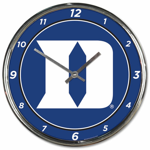 Duke Blue Devils Clock Round Wall Style Chrome