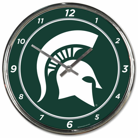 ~Michigan State Spartans Round Chrome Wall Clock~ backorder