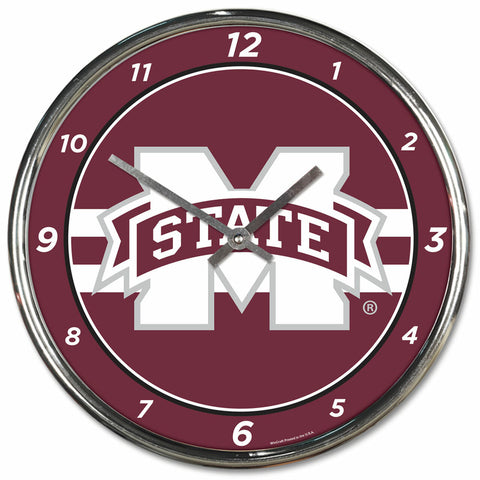 ~Mississippi State Bulldogs Clock Round Wall Style Chrome~ backorder