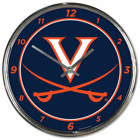 ~Virginia Cavaliers Clock Round Wall Style Chrome~ backorder