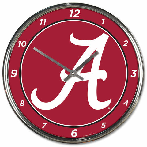 Alabama Crimson Tide Round Chrome Wall Clock
