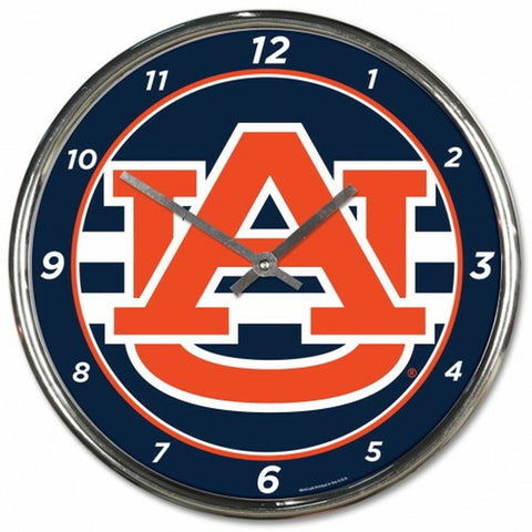 ~Auburn Tigers Clock Round Wall Style Chrome~ backorder