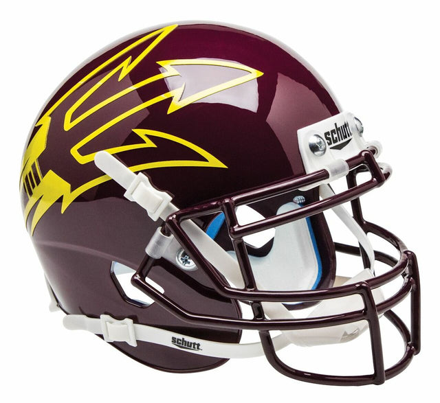 Arizona State Sun Devils Schutt Mini Helmet - Alternate Helmet #9, Maroon & Large Pitchfork