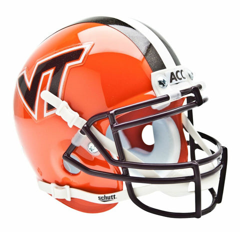 ~Virginia Tech Hokies Schutt Mini Helmet - Orange w/Stripe Alternate Helmet #4 - Special Order~ backorder