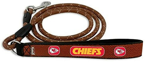 Kansas City Chiefs Pet Leash Leather Frozen Rope Football Size Large