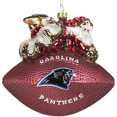 Carolina Panthers Ornament 5 1/2" Peggy Abrams Glass Football CO