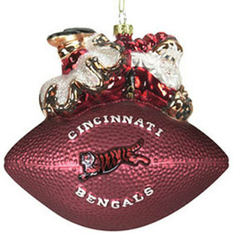 Cincinnati Bengals Ornament 5 1/2" Peggy Abrams Glass Football CO