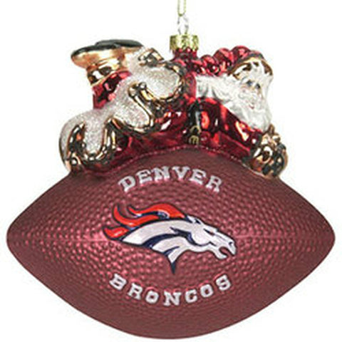 Denver Broncos Ornament 5 1/2" Peggy Abrams Glass Football CO