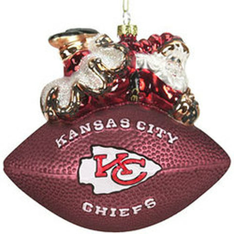 Kansas City Chiefs Ornament 5 1/2" Peggy Abrams Glass Football CO