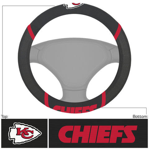 Kansas City Chiefs Steering Wheel Cover Mesh/Stitched