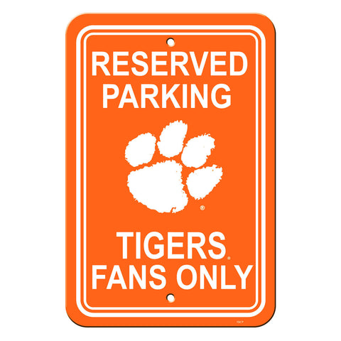 Clemson Tigers Sign 12x18 Plastic Reserved Parking Style CO