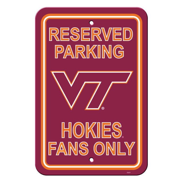 Virginia Tech Hokies Sign 12x18 Plastic Reserved Parking Style CO