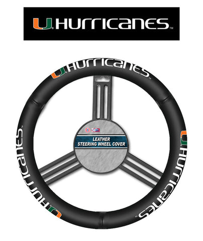 Miami Hurricanes Steering Wheel Cover Leather CO