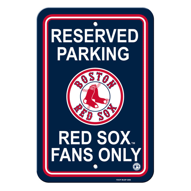 Letrero de plástico de los Boston Red Sox de 12 x 18 pulgadas con texto en inglés "Reserve Parking Style CO"