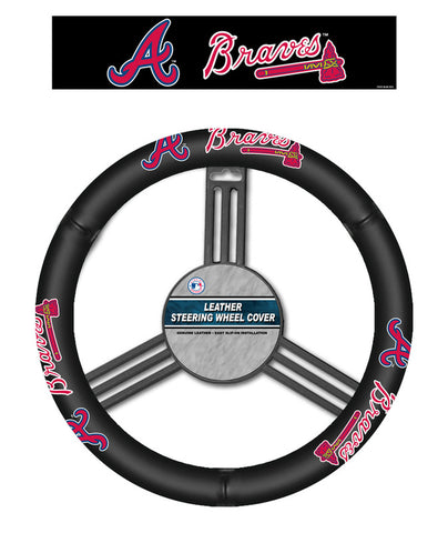 Atlanta Braves Steering Wheel Cover Leather CO