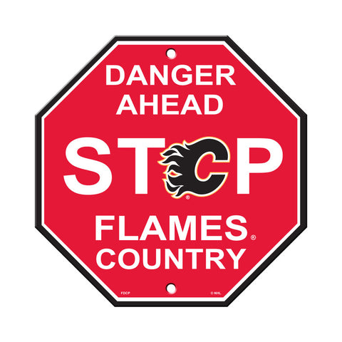Calgary Flames Sign 12x12 Plastic Stop Style CO
