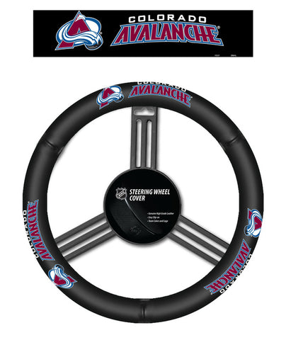 Colorado Avalanche Steering Wheel Cover Leather CO