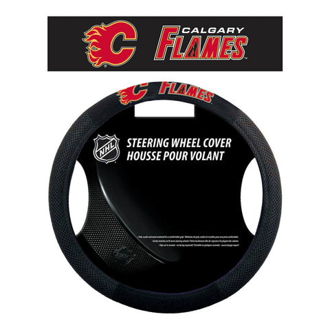 Calgary Flames Steering Wheel Cover Mesh Style CO