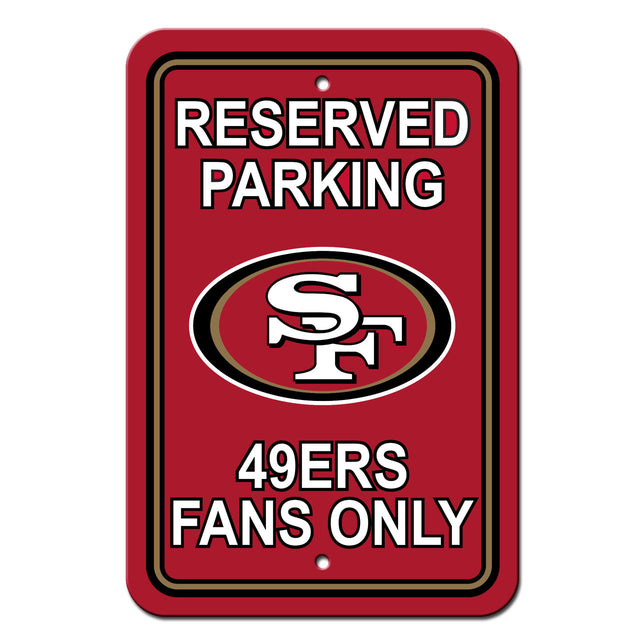 Letrero de plástico de los San Francisco 49ers de 12 x 18 con diseño de estacionamiento reservado