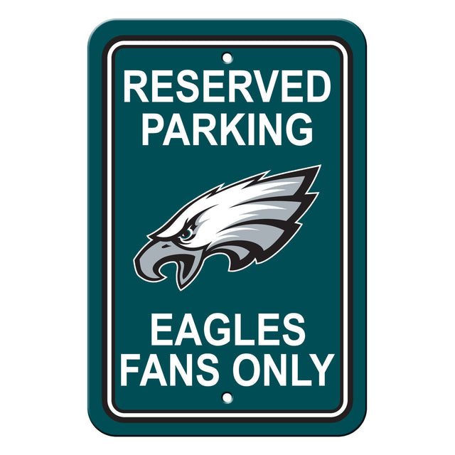 Letrero de plástico de los Philadelphia Eagles de 12 x 18 pulgadas con texto en inglés "Reserve Parking Style CO"