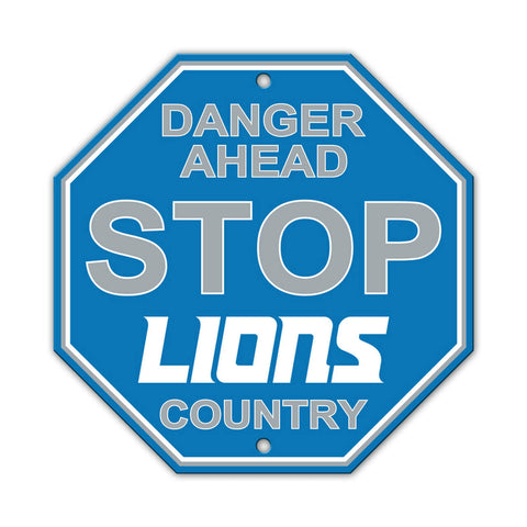 Detroit Lions Sign 12x12 Plastic Stop Style Wordmark CO