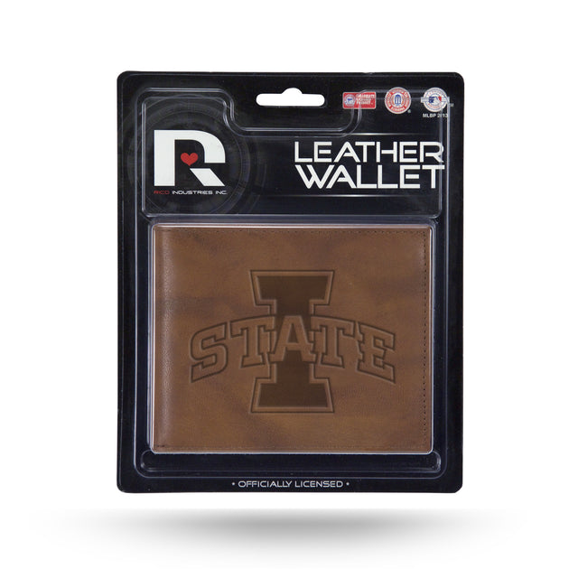 Billetera tipo billetera de cuero con relieve de los Iowa State Cyclones