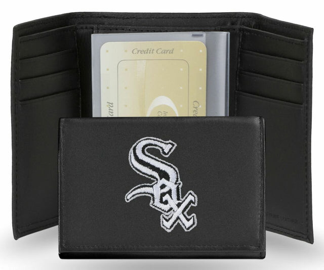 Cartera de cuero de tres pliegues con bordado de los Chicago White Sox