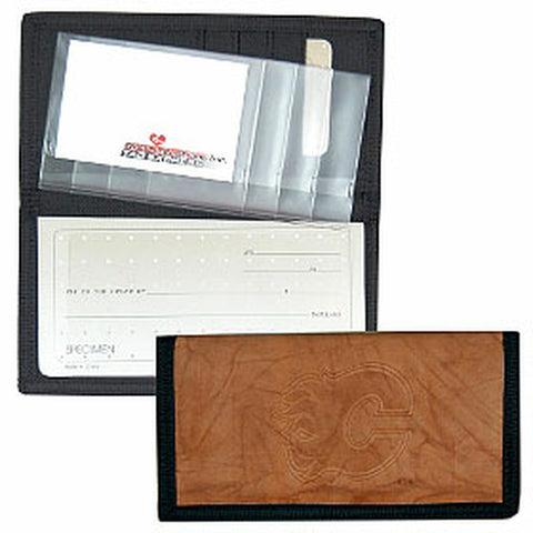 Calgary Flames Checkbook Cover Leather/Nylon Embossed CO