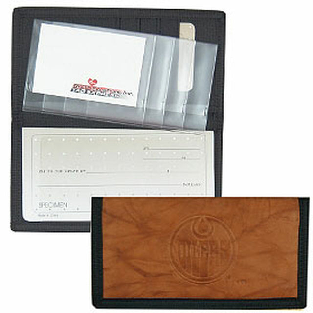 Edmonton Oilers Checkbook Cover Leather/Nylon Embossed CO