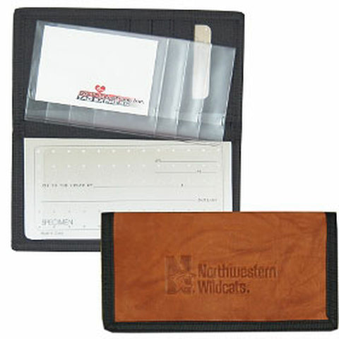 ~Northwestern Wildcats Checkbook Cover Leather/Nylon Embossed CO~ backorder