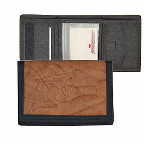 Florida Marlins Leather/Nylon Embossed Tri-Fold Wallet