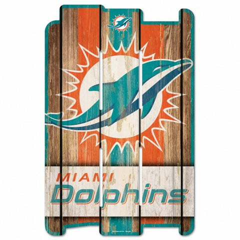 Miami Dolphins Sign 11x17 Wood Fence Style
