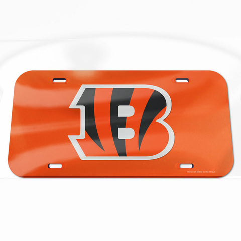 ~Cincinnati Bengals License Plate - Crystal Mirror - Logo - Orange~ backorder